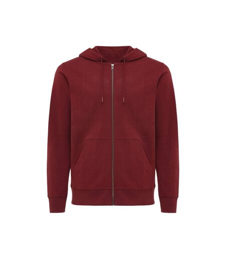 Unisex adult abisko recycled cotton full zip hoodie burgundy Iqoniq