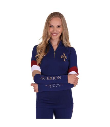 Womens/ladies quarter zip long-sleeved base layer top navy Aubrion