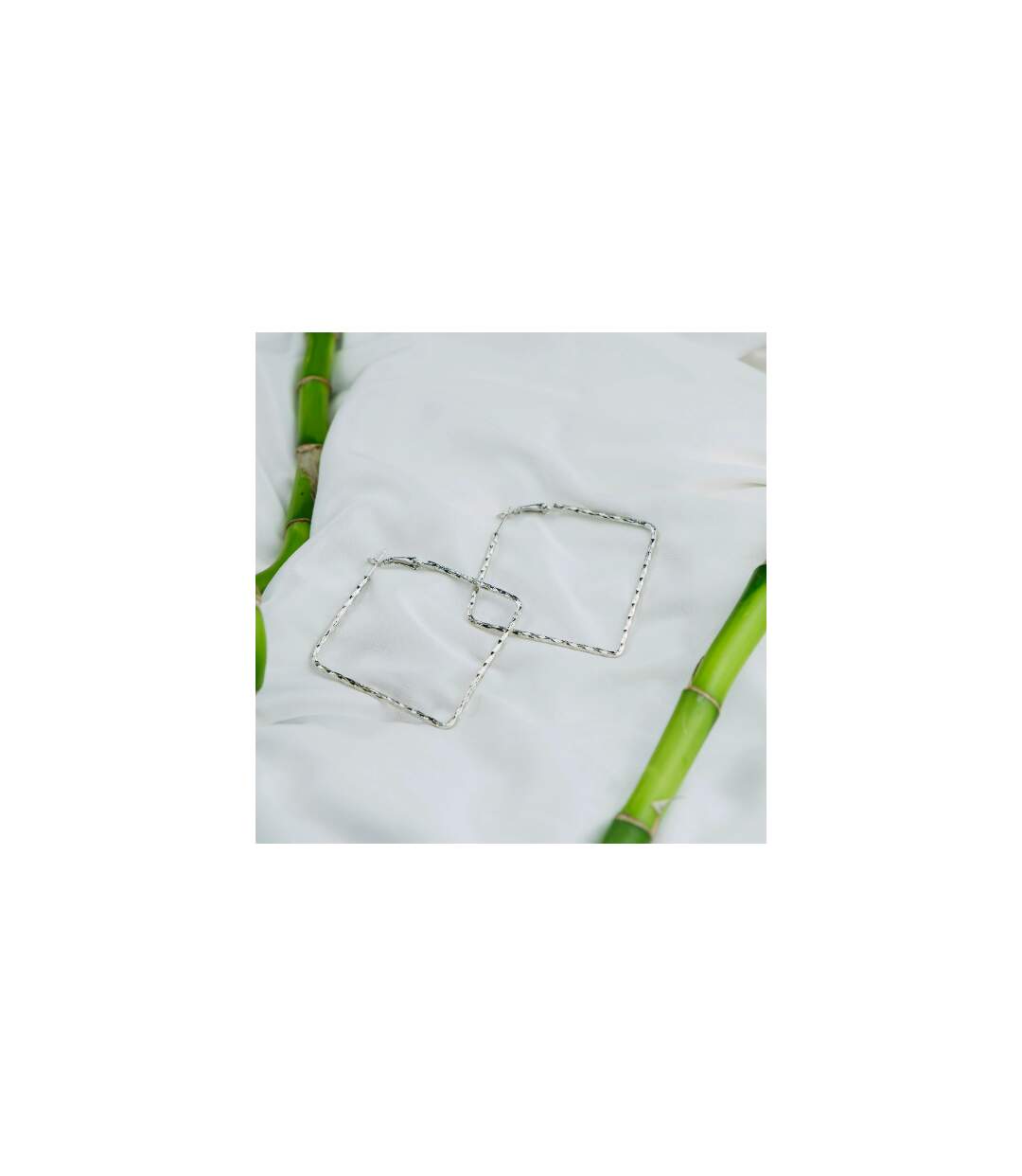 Large Hammered Square Geometric Large Dainty Threader Statement Hoop Earrings-2