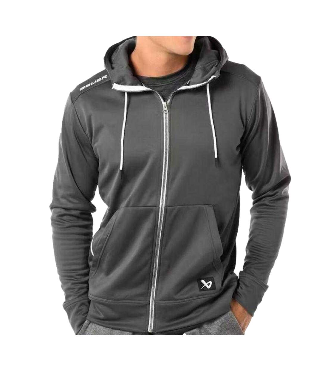 Mens Team Fleece Hoodie Dark Grey Bauer-2