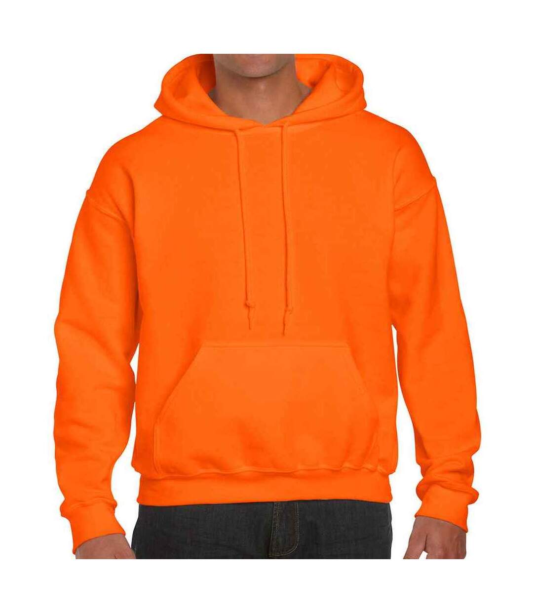 Sweat à capuche homme orange fluo Gildan-1