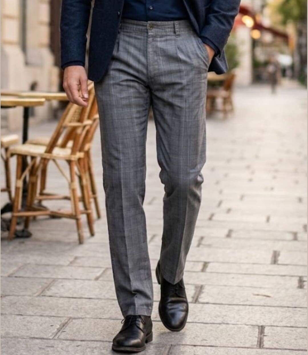 WINCHESTER WARD2G — Pantalon à carreaux gris : élégance habillée et coupe droite-1