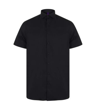 Henbury Mens Short Sleeve Stretch Shirt (Black) - UTRW6511