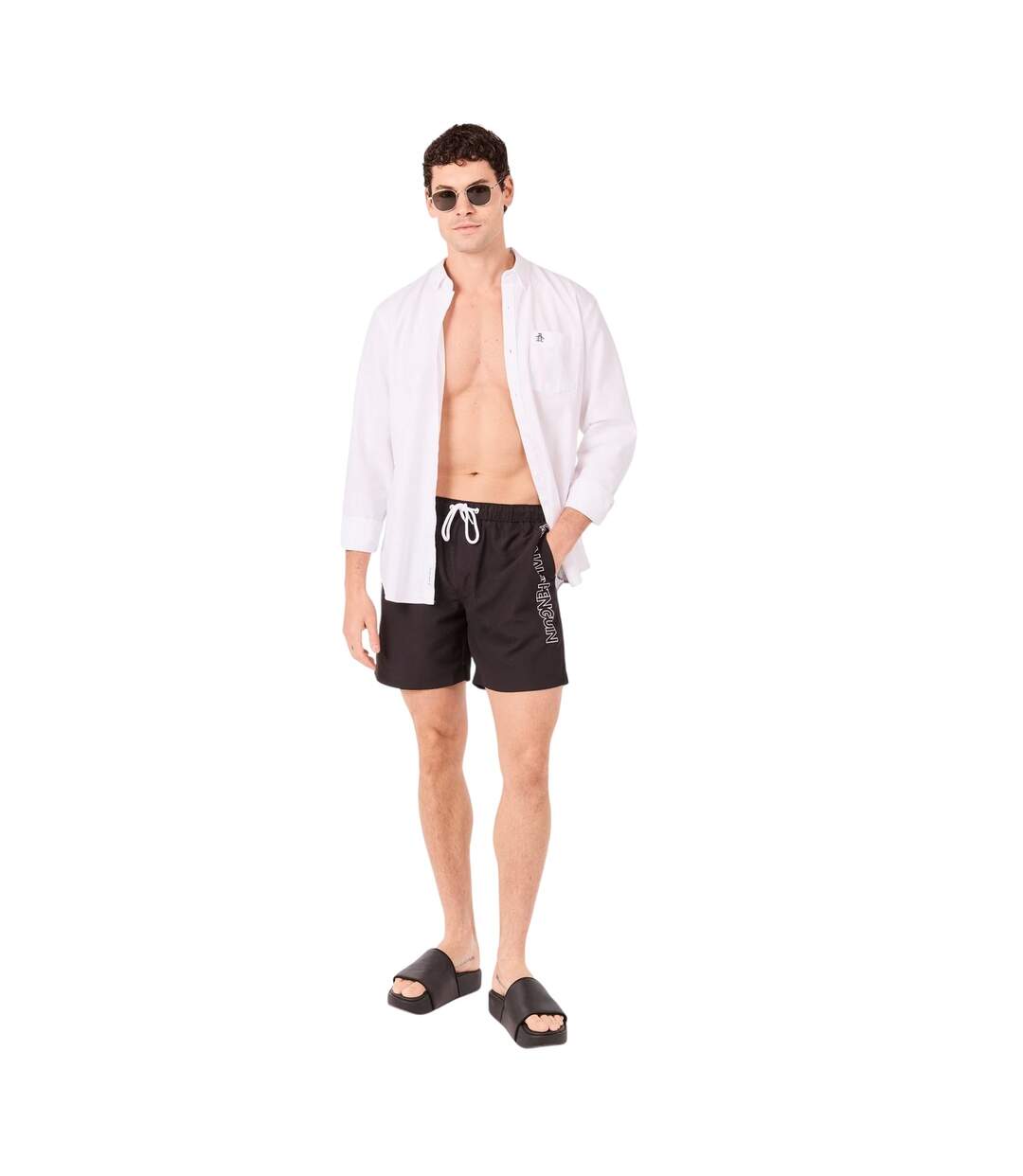 Mens Logo Swim Shorts True Black Original Penguin-1