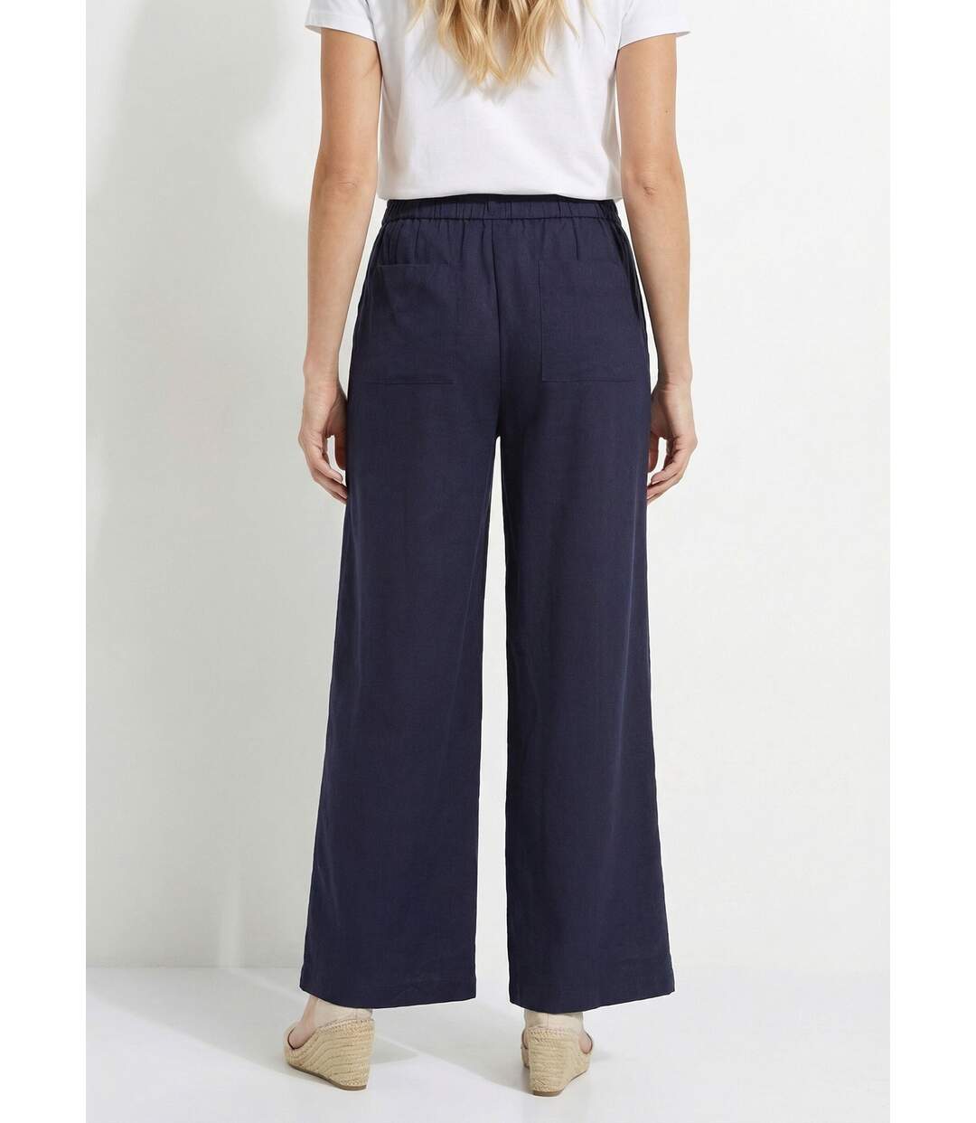 Pantalon large avec lin, style ethnique-2