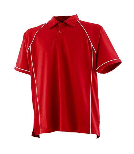 Finden & Hales Mens Piped Performance Polo Shirt (Red/White)