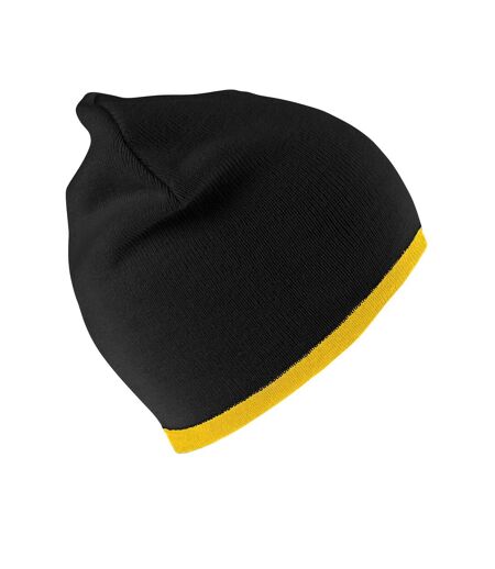 Result Winter Essentials Unisex Adult Reversible Fashion Beanie (Black/Yellow)