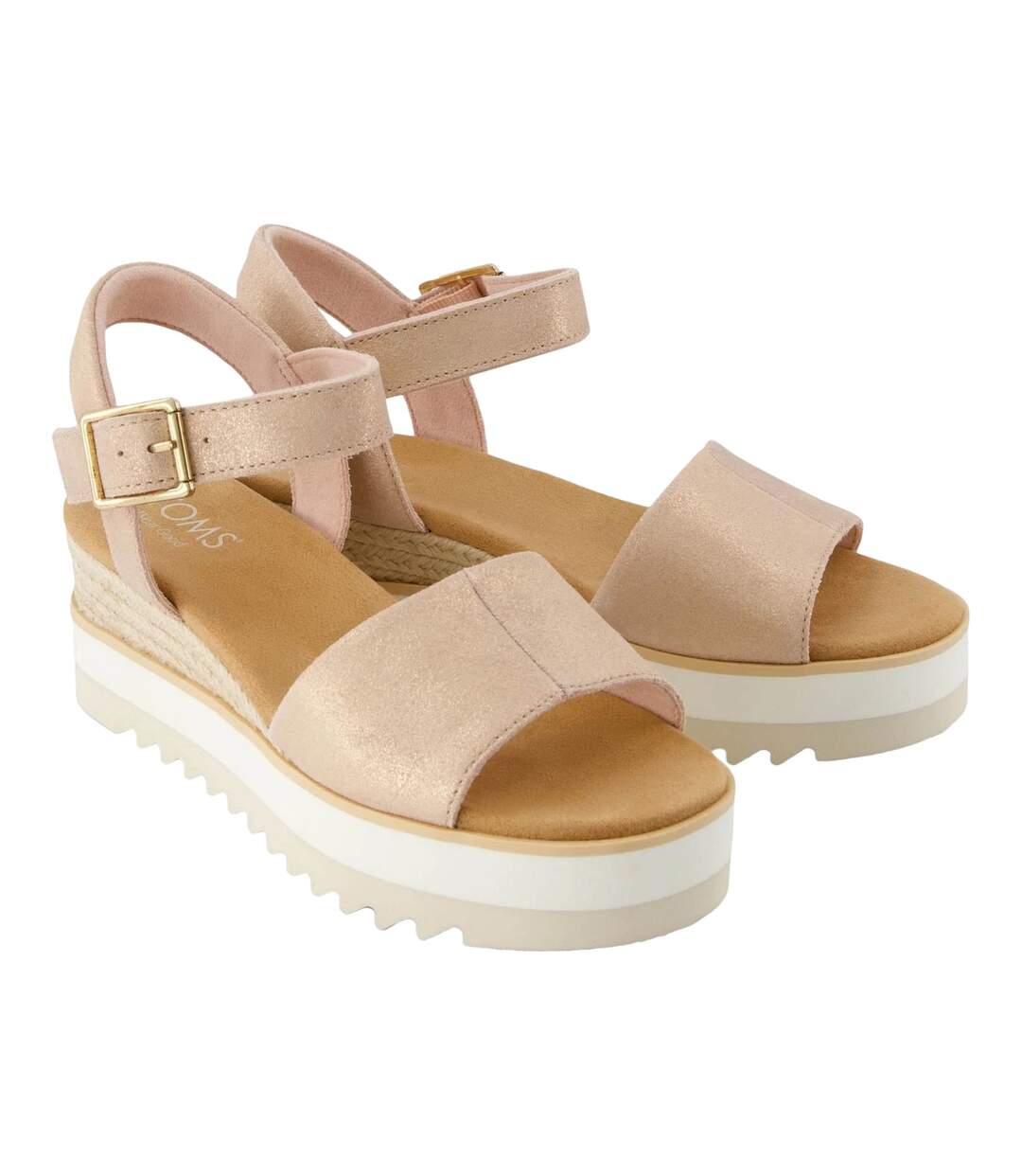 Womens/ladies Darya Espadrille Wedge Sandals Pink Toms-4