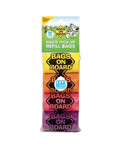 Bags On Board Plastic Dog Poo Bags (Pack Of 4) (Rainbow) (One Size) - UTBZ3620