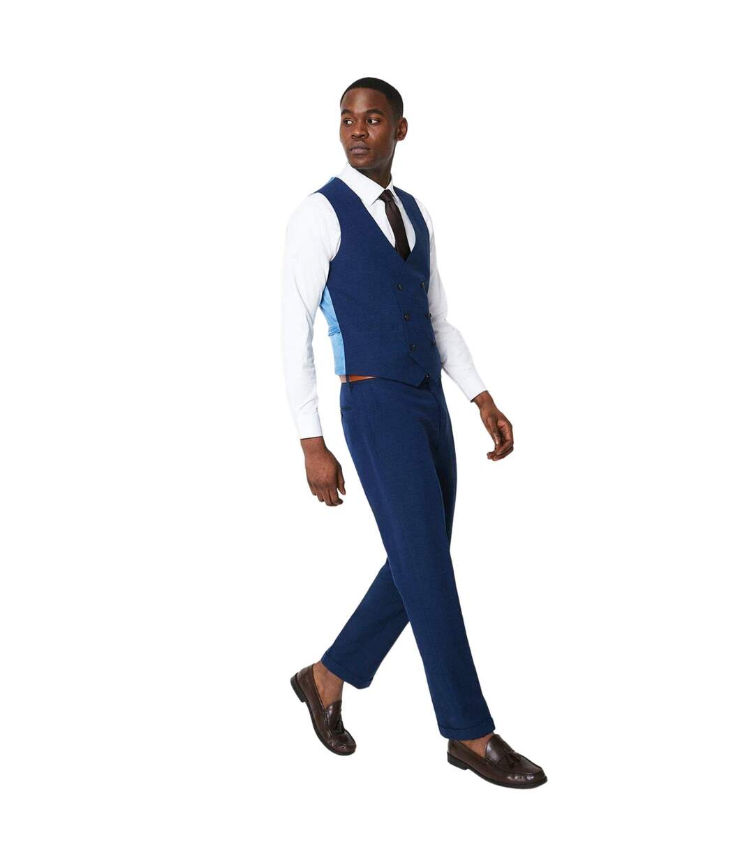 Mens Linen Tailored Wedding Waistcoat Navy Dorothy Perkins-1