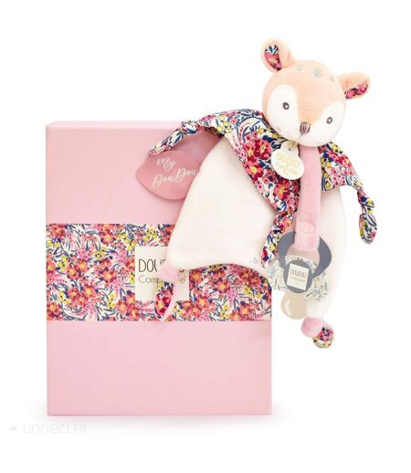 Ensemble plaid + doudou sucette polyester collection DUO BOH'AIME rose 2 pièces