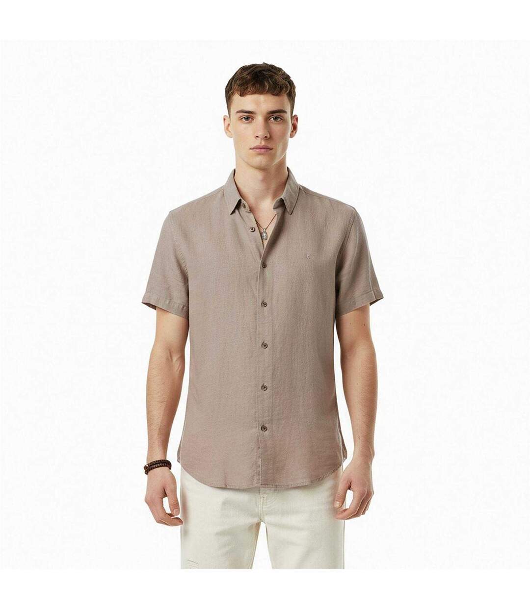 Chemise Manches Courtes Décontracté Homme Kaki Gris Jack Wills-4