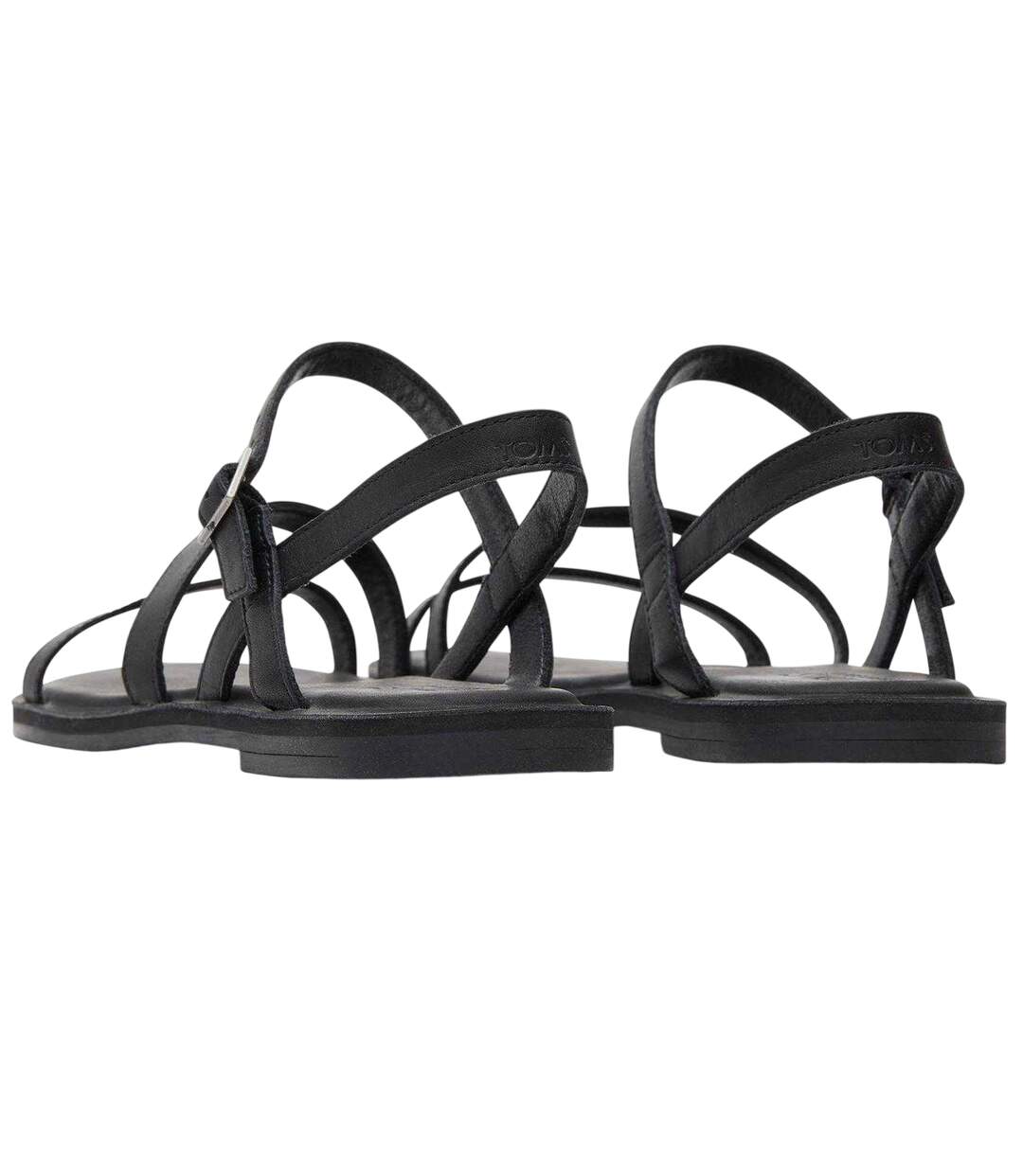 Womens/ladies Kira Flat Sandals Black Toms-2