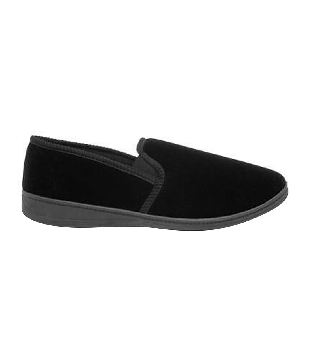 Zedzzz Mens Ross Twin Gusset Velour Slippers (Black) - UTDF842