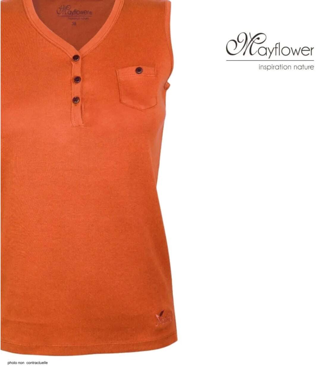 Débardeur femme DARGO2 MAYFLOWER – Top col tunisien en pur coton au confort respirant-4