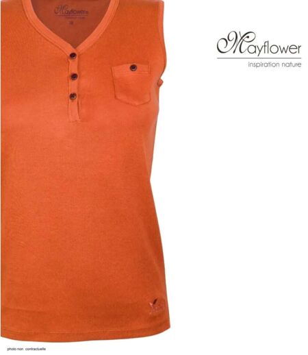 Débardeur femme DARGO2 MAYFLOWER – Top col tunisien en pur coton au confort respirant
