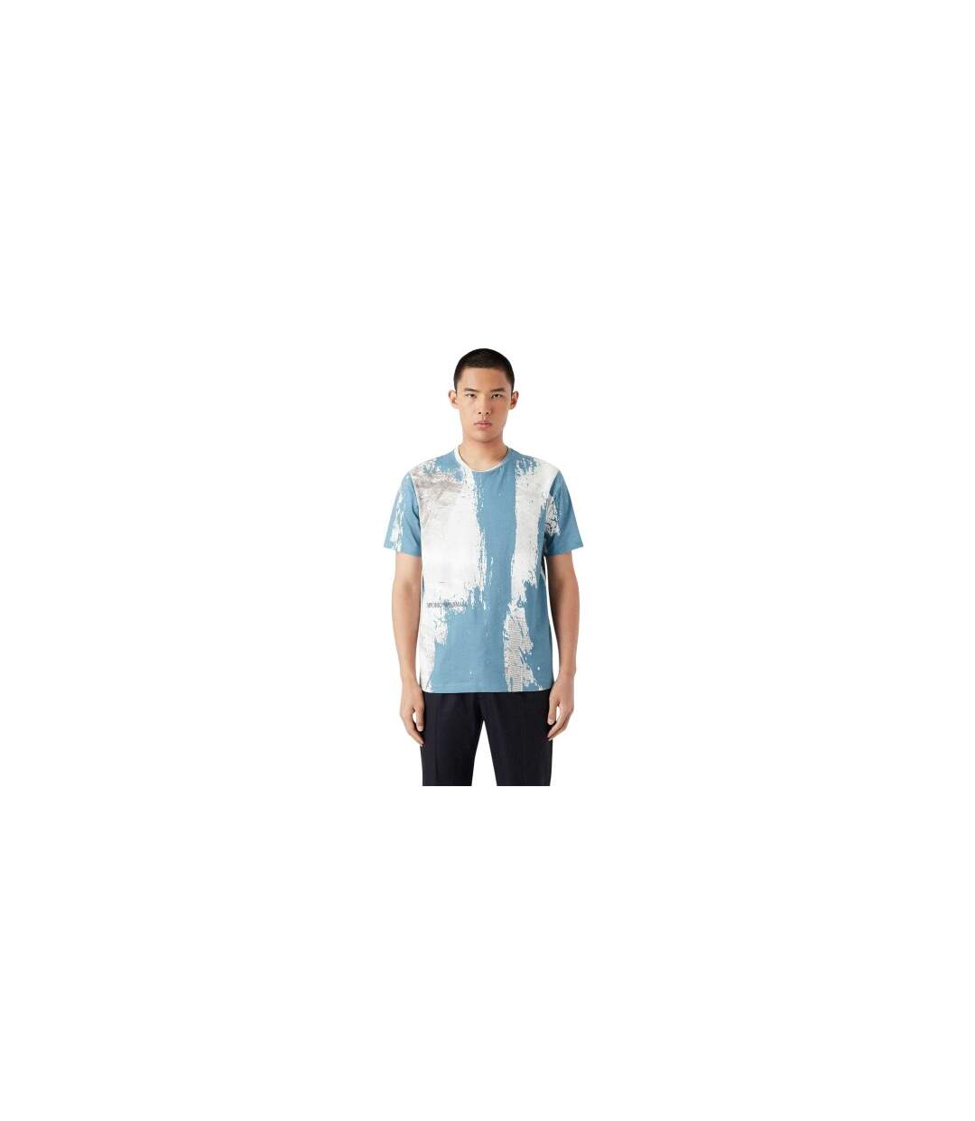 Mens All-over Print Logo T-shirt Blue White Emporio Armani-1