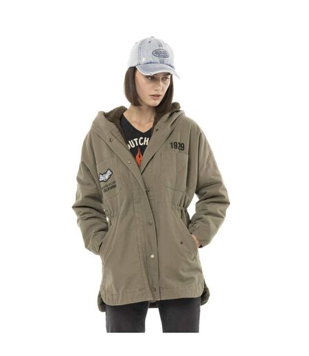 Veste femme à capuche doublée fausse fourrure avec patchs Sahaca Vondutch