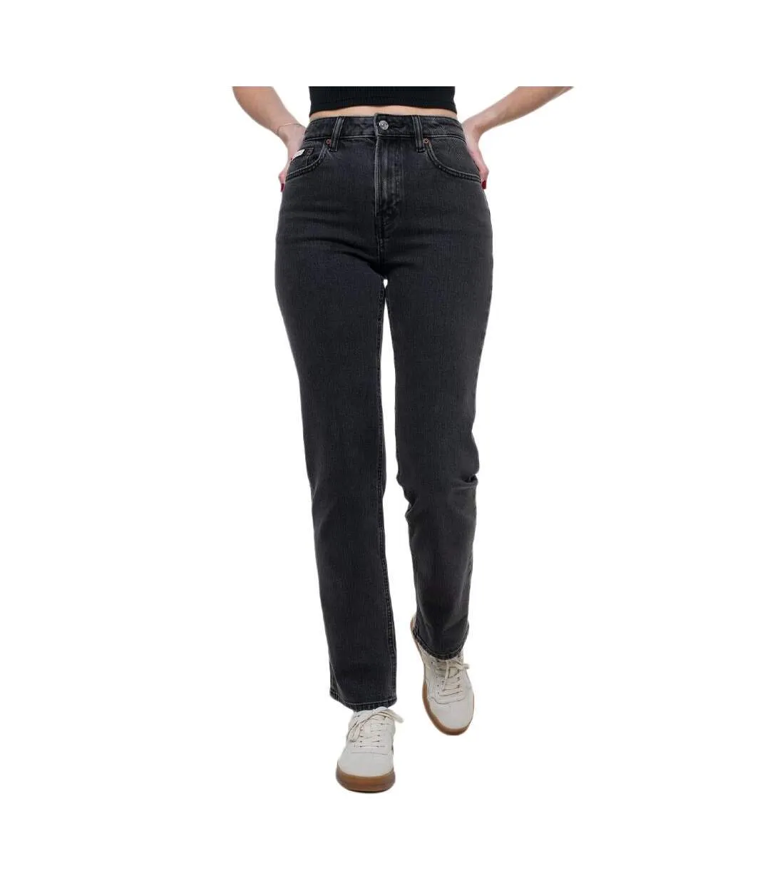 Jean droit noir femme calvin klein jeans lv047b909g-1