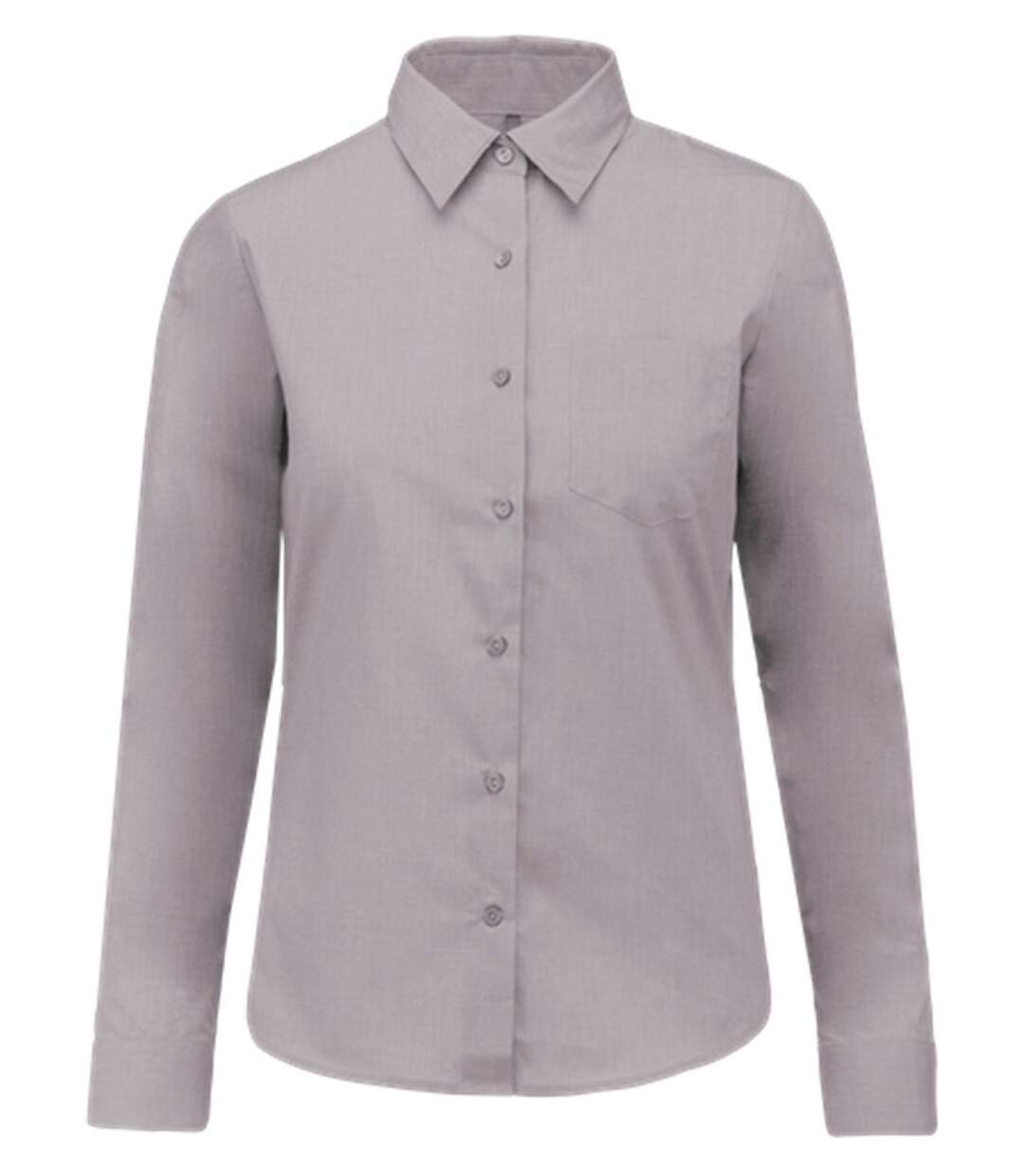 Chemise popeline manches longues - Femme - K549 - gris silver-1