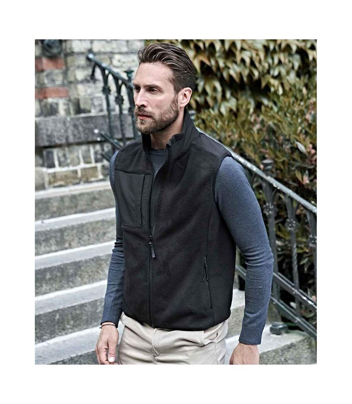 Tee Jays Mens Mountain Fleece Body Warmer (Black/Black)