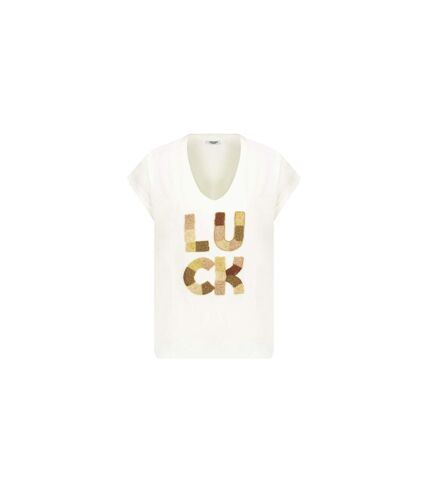 T-shirt manches courtes motif brodé en perles LOCKY