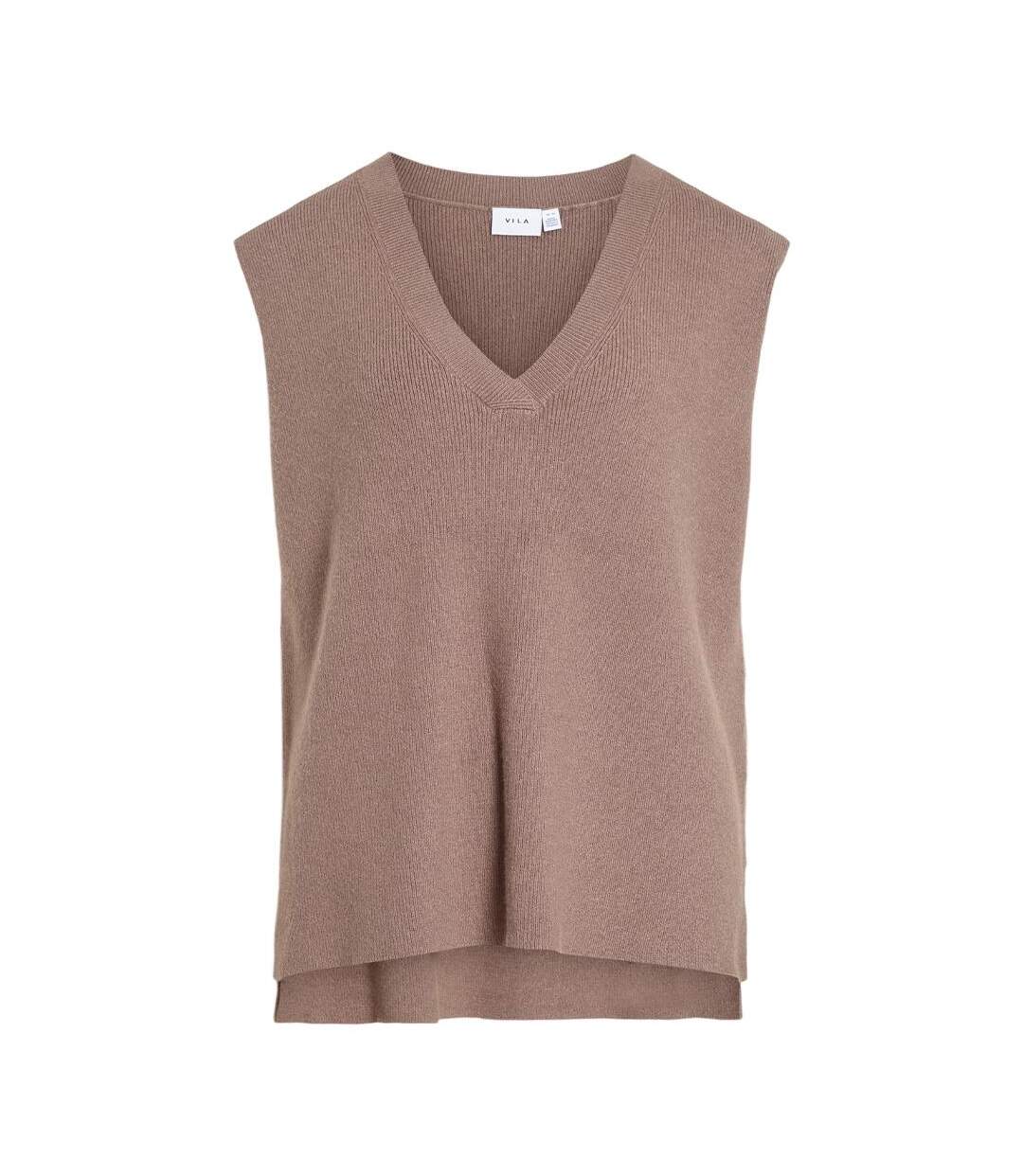 Pull sans manches beige femme vila vichelle-1