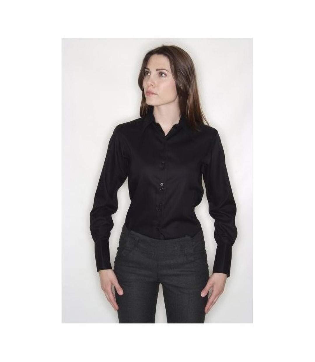Collection Chemisier À Manches Longues Sans Repassage Femme Noir Russell-1