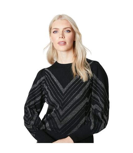 Principles Womens/Ladies Chevron Lurex Sweater (Black) - UTDH6524