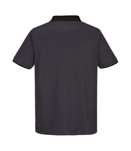 Portwest Mens Cotton Active Polo Shirt (Zoom Grey/Black)