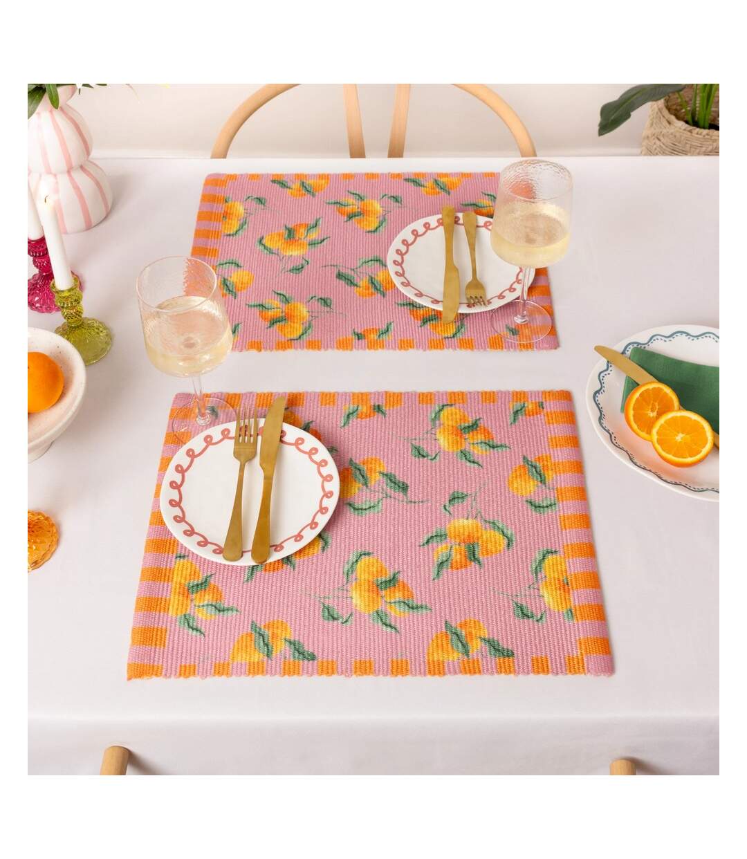 Pack of 4  Oranges placemat  one size pink Furn-3