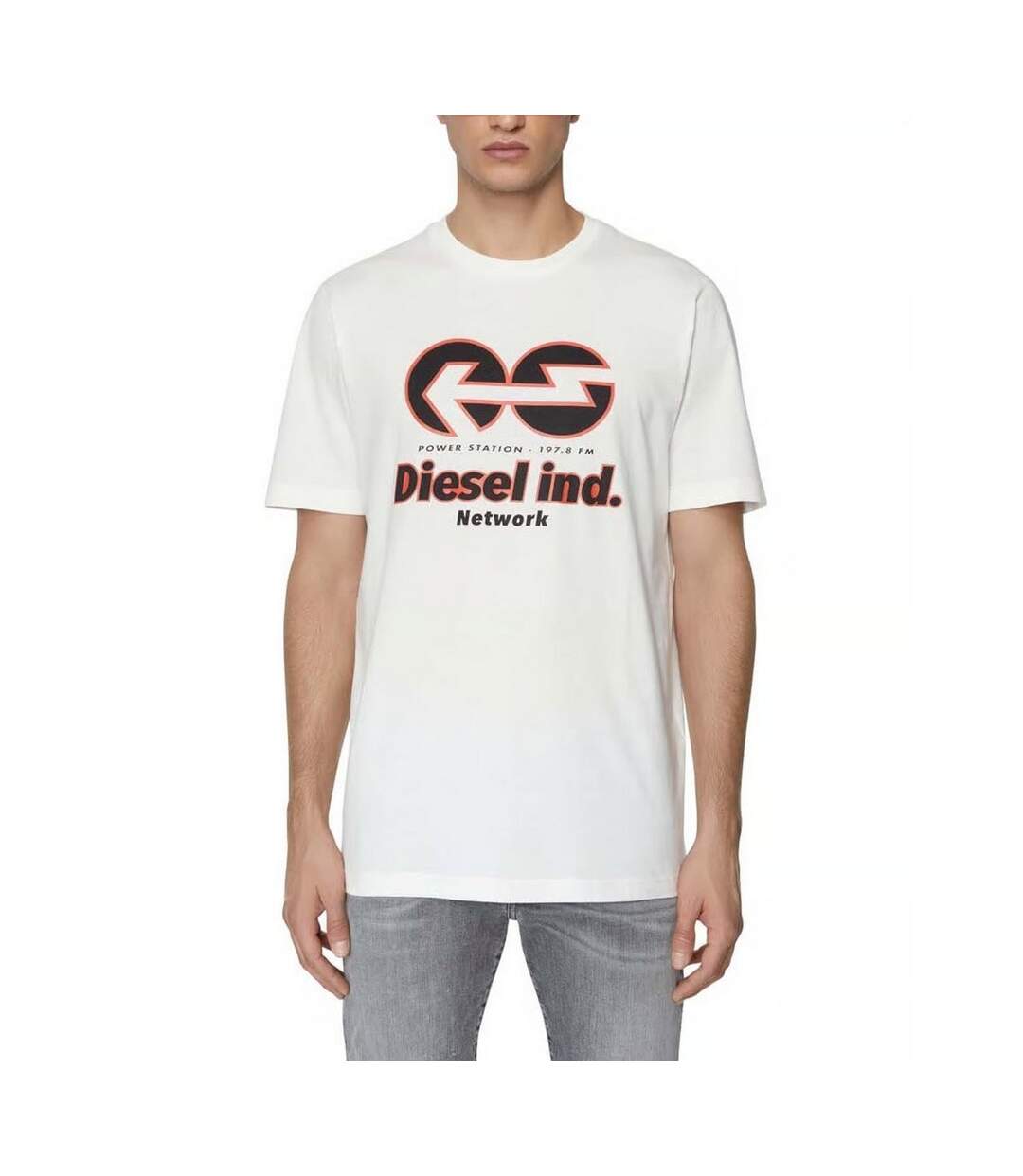 T-shirt Motif/style Logo Power Station Adulte Blanc Rouge Diesel-1