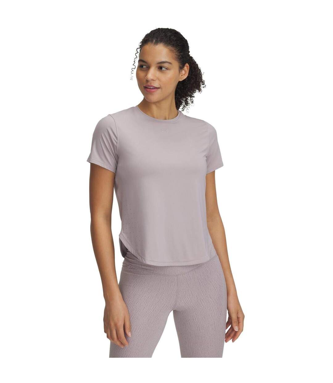 Womens/ladies Launch Elite Short-sleeved T-shirt Frost Gray Under Armour-1