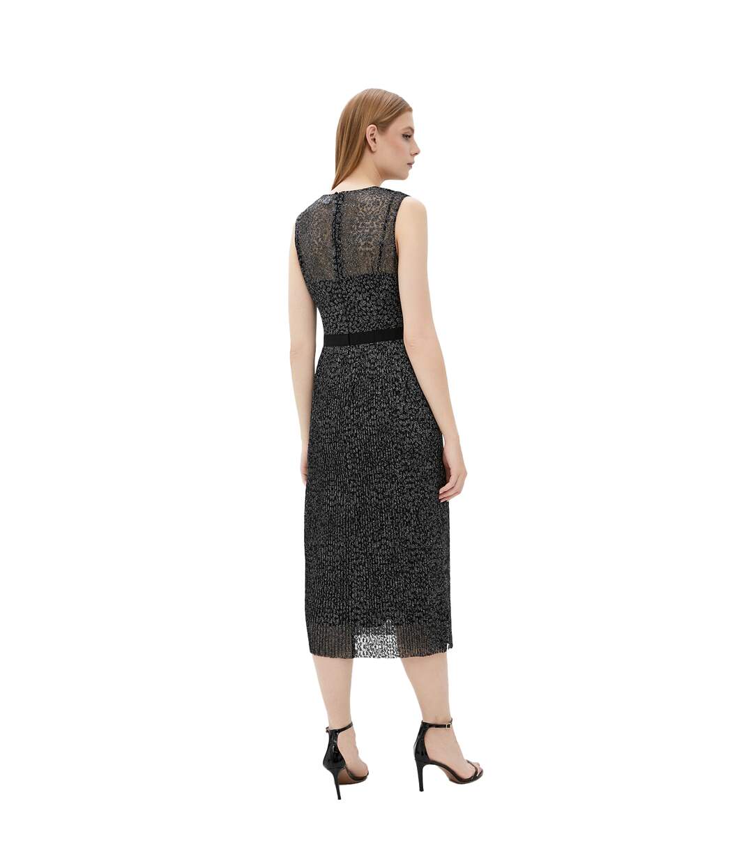 Robe Mi-longue Delyra Femme Noir Argenté Boss-4