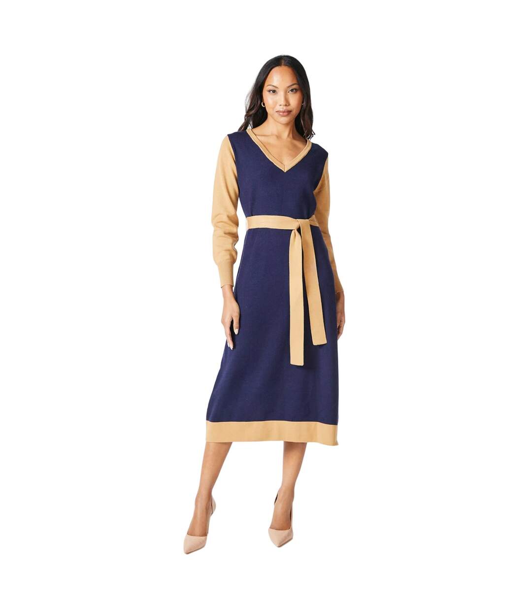 Robe mi-longue femme bleu marine Principles-1