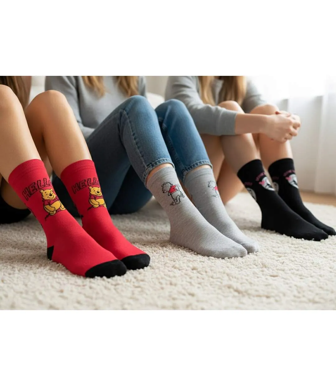 Disney – Chaussettes Femme Licence Winnie l’ourson Pack de 3 Paires-2