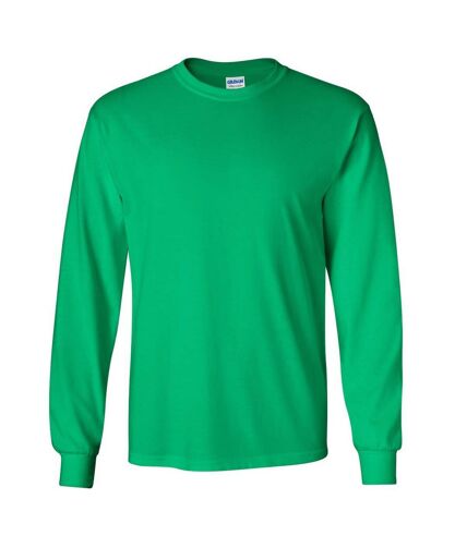 Gildan Mens Plain Crew Neck Ultra Cotton Long Sleeve T-Shirt (Irish Green) - UTBC477