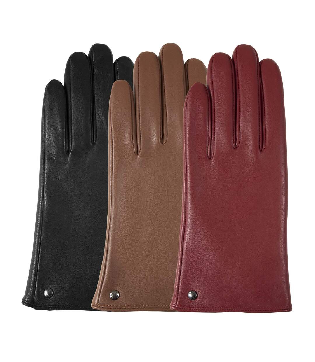 Isotoner Gants femme tactiles en cuir d'agneau - doublés micro fausse fourrure-2