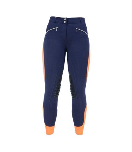 Womens/ladies sports active leather breeches navy/orange HyPERFORMANCE