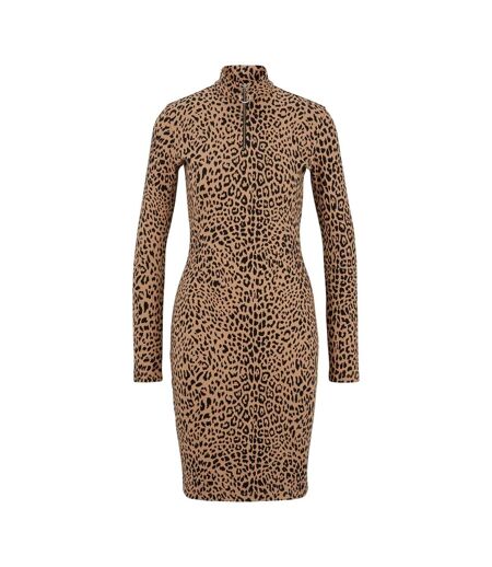 Womens/ladies Ninky Bodycon Dress Brown Black Hugo