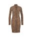 Womens/ladies Ninky Bodycon Dress Brown Black Hugo-2
