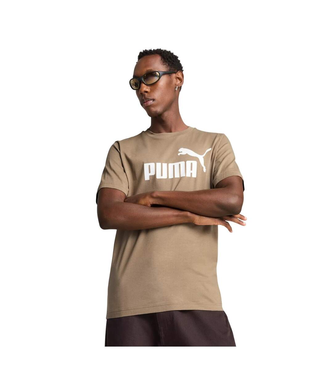 T-shirt Style Logo Ess No.1 Homme Marron Clair Puma-1