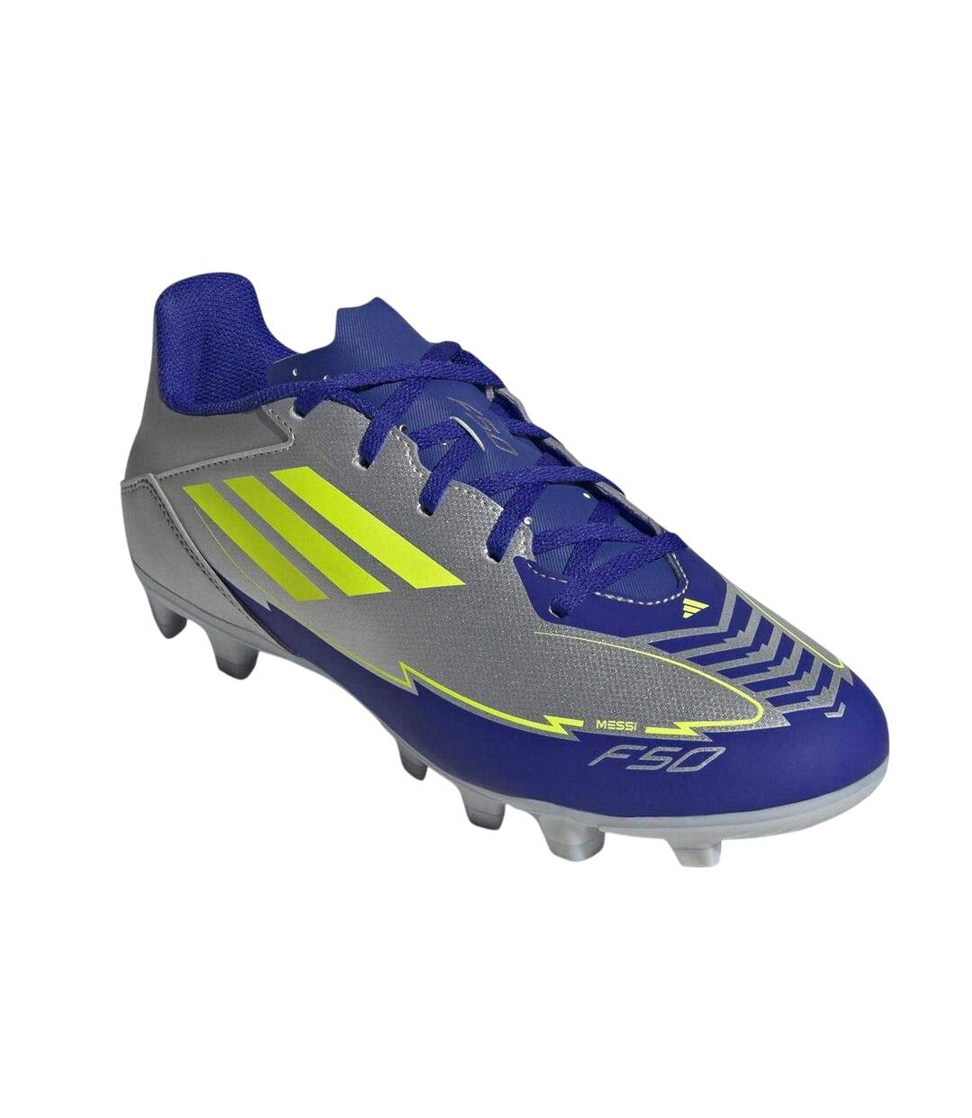 Mens F50 Club Regular Firm Ground Football Boots Silver Blue Adidas-4
