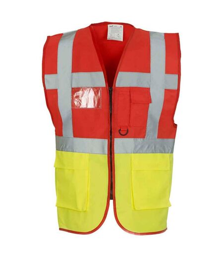 Unisex adult executive hi-vis waistcoat red/yellow Yoko