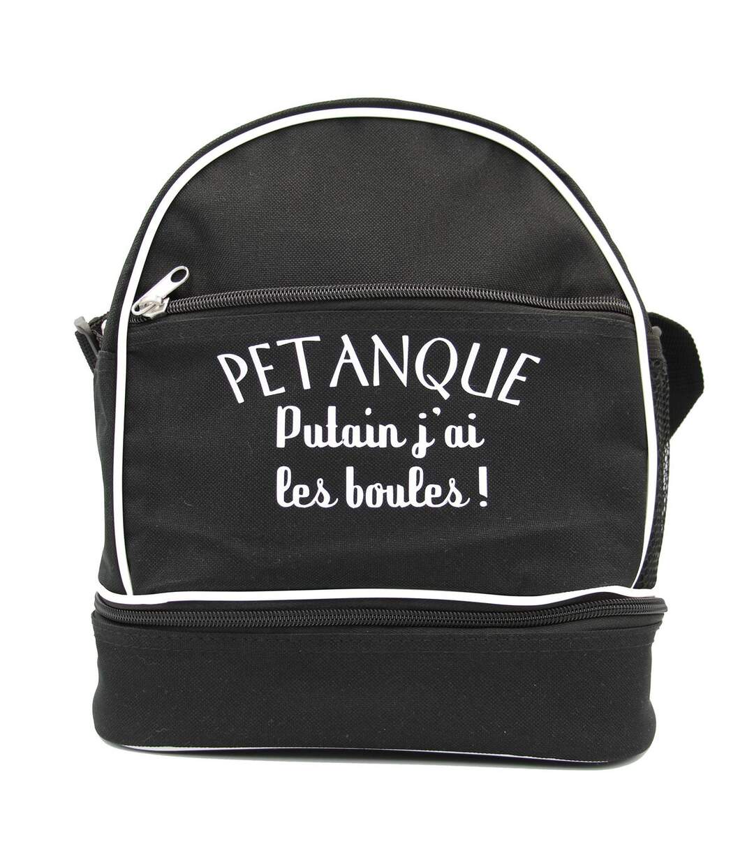 Sac bandoulière pour 3 boules de pétanque - Putain j'ai les boules - noir-1
