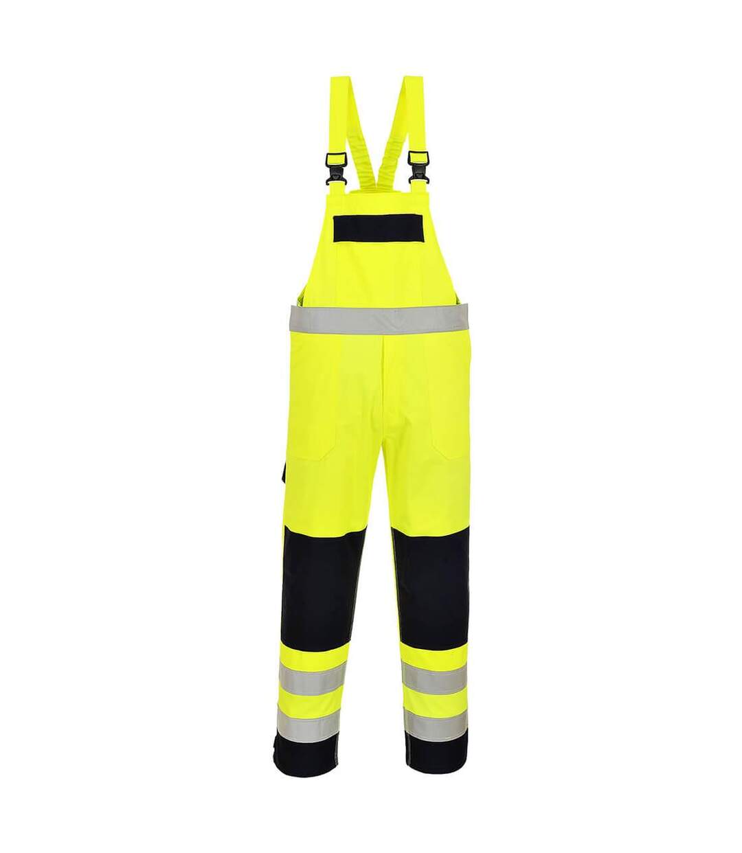 Mens hi-vis multi-norm bib and brace trouser yellow/navy Portwest-1