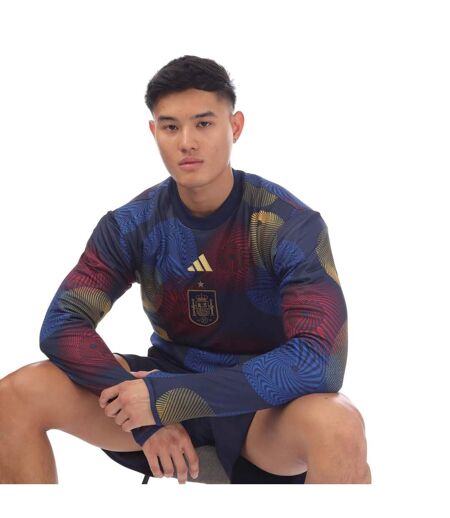 Mens Spain Pre-match Long-sleeved Warm Up Top Blue Adidas