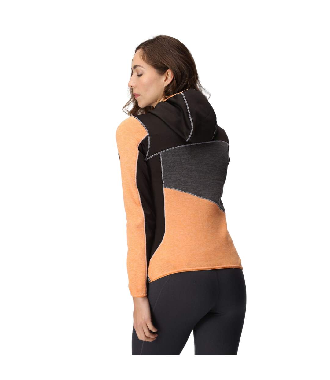 Womens/ladies walbury vi marl full zip fleece jacket apricot crush/black Regatta-4