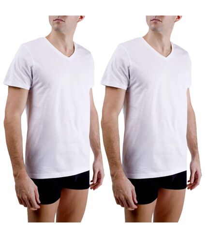 Lot de 2 t-shirts homme en col v avec broderie sur la poitrine Pierrecardin