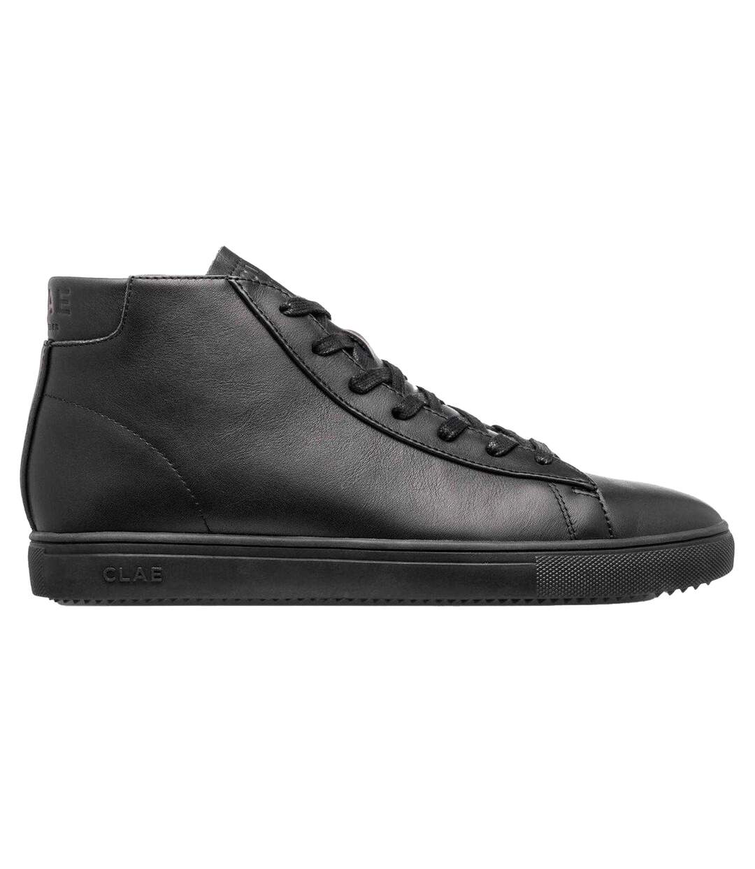 Unisex Adult Bradley Leather Mid Cut Trainers Triple Black CLAE-1